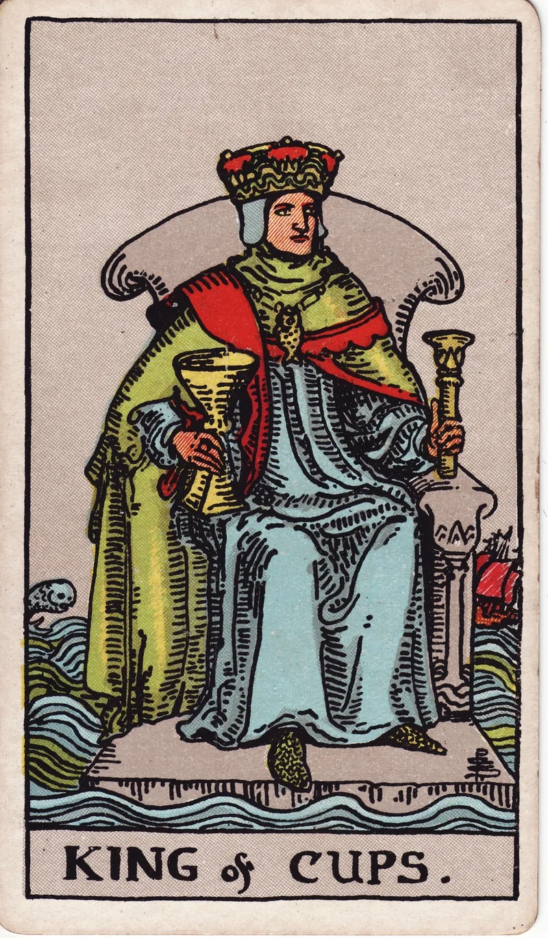 Hình lá bài Vua Cốc (King of Cups) — Ẩn phụ · chất Cốc