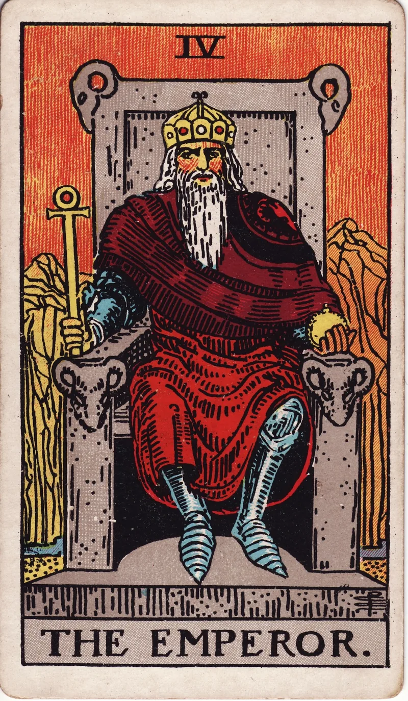 Hình lá bài Hoàng Đế (The Emperor) — Ẩn chính · số 4